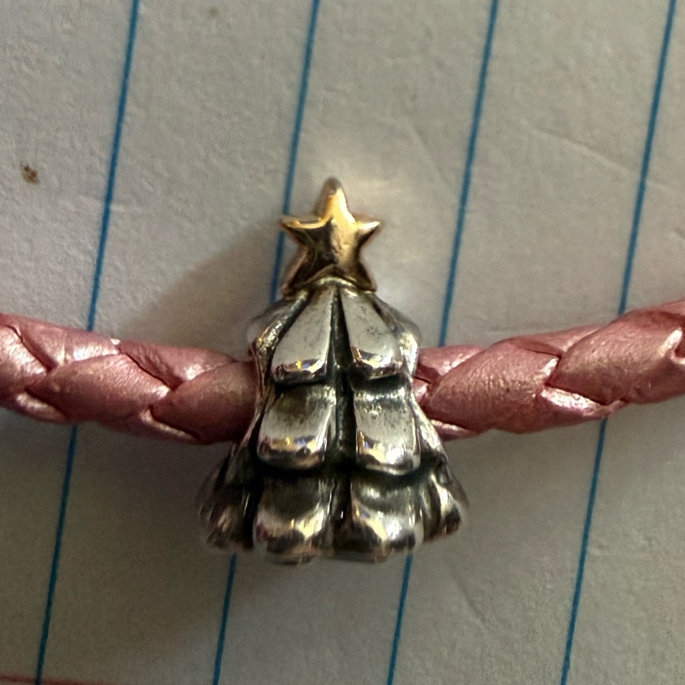 Pandora Sterling Silver & 14kt gold Christmas Tree charm